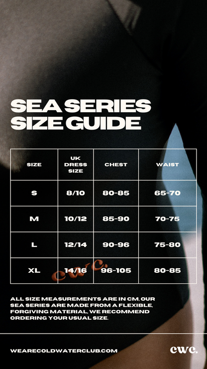 CWC Sea Series Deep Black Swimsuit Size Guide